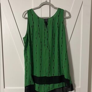 Green Sleeveless Top with Black Accents
